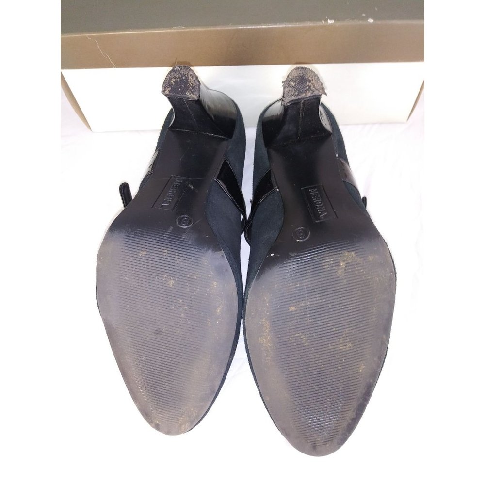 Merona Marylynn Black Suede Pumps Heels Strap Size 8 - Picture 5 of 7